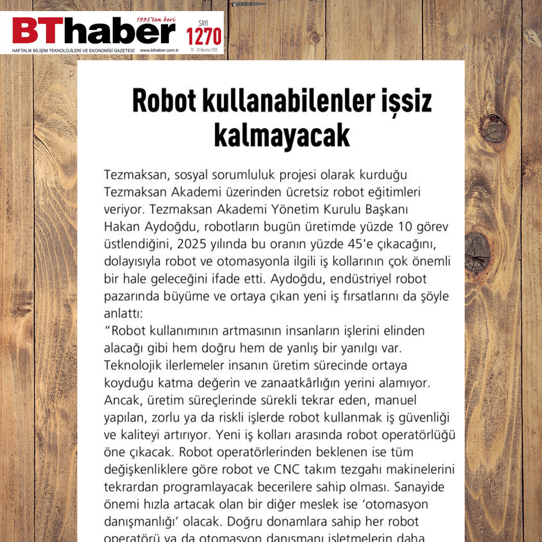 "Robot kullanabilenler işsiz kalmayacak"